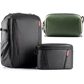 PGYTECH OneMo 2 25L-33L Camera Backpack with Shoulder Bag+Wash Pouch Hanging Toiletry Bag for Men, Waterproof Dopp Kit Travel Makeup Bag Organizer for Toiletries & Cosmetics