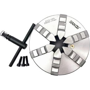 6 Jaw Lathe Chuck 160mm SANOU Self-Centering Chuck K13-160 Manual Chuck Scroll Chuck for Bench Lathe