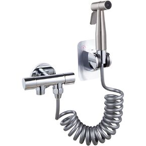 HandheldSprayer for Toilet Chrome Baby Cloth Diaper Sprayer Portable Hand Held ToiletSprayer Head withHose and Bracket, for Feminine Wash, Pet Washing,B(A)