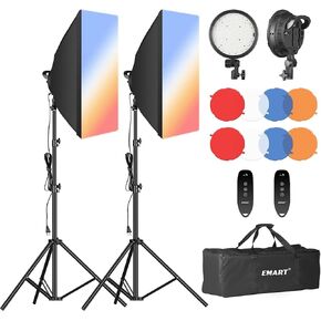 EMART Softbox Lighting Kit, 2700K-5500K 20"x 27" Soft Box Set, 45W Dimmable LED Light Bulbs, Photography Lighting Kit for Picture Light, Studio Lights, Video Recording, Photoshoot, Live Streaming