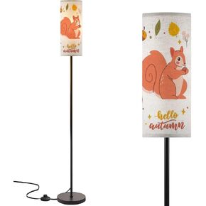 Modern Standing Lamps Cute Animals pattern Childish Cartoon Animals pattern Cartoon Animals Floor Lamp Metal Pole Lamp with Linen Lampshade for Bedroom Living Room Office Nursery Reading Foot Switch