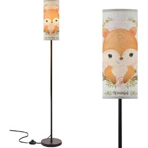 Modern Standing Lamps Cute forest animals deer bears fox hedgehog badger for children s Floor Lamp Metal Pole Lamp with Linen Lampshade for Bedroom Living Room Office Nursery Reading Foot Switch
