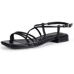IDIFU Strappy Flat Sandals for Women Dressy Comfortable Square Open Toe Summer Beach Sandal Wedding Bridal Bride Prom Ladies Dress Sandal Fashion Cute Fancy Casual Ankle Strap Sandals
