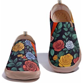 Onehorse Women's Slip-Ons Loafers Flowers Artistic Shoes Lightweight Comfortable Casual Travel Footwear