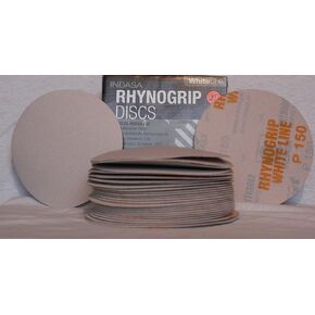 Rhynogrip 5 inch Solid White Hook & Loop Sanding Discs 80 Grit 50/box