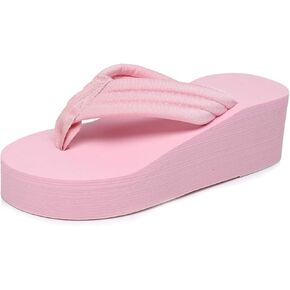 Women's Foam Platform Thong Slides Sandals Round Open Toe Lightweight Non Slip Wedge Heel Flip Flops Fashion Party Slip On Sandals
