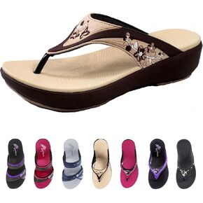 Gold Pigeon Shoes Platform Slide Sandals & Flip Flops for Women, Comfort Padded Foam Cushion