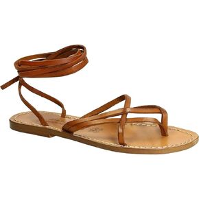 Womens Strappy Leather Sandals Handmade in Italy in Dark Brown Cuir