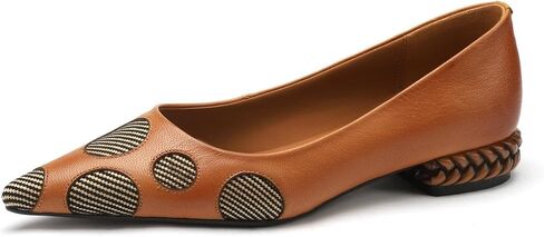 TinaCus Women's Genuine Leather Handmade Slip On Polka Dot Pointed Toe Office Flats Shoes in Saudi Arabia