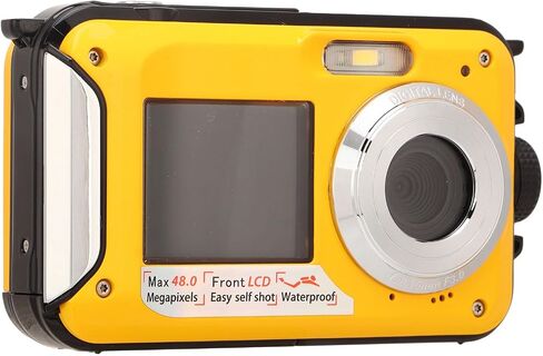 Jectse Underwater Cameras, Full HD 2.7K 48MP Digital Camera with 16X Digital Zoom, Compact Point and Shoot Camera for Snorkeling (Yellow) in Saudi Arabia