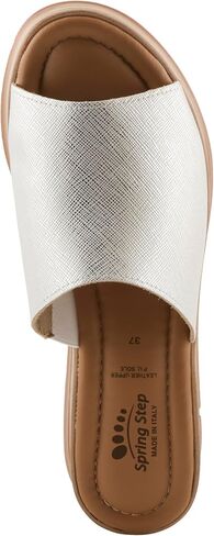 Spring Step Women's JOLINA Slip-On Wedge Sandals - Italian Leather, Stretch Goring, Faux Wood Design in Saudi Arabia