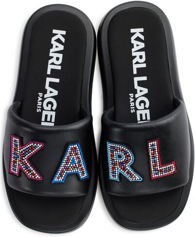 KARL LAGERFELD Women's Cushioned Insole Everyday Opal Stone Pearl Platform Slide Sandal in Saudi Arabia