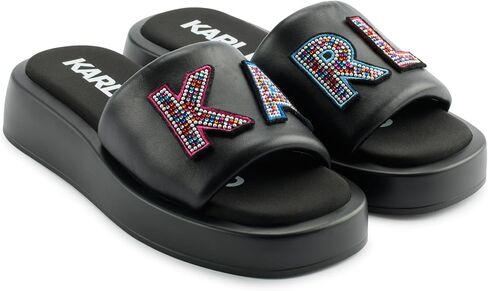 KARL LAGERFELD Women's Cushioned Insole Everyday Opal Stone Pearl Platform Slide Sandal in Saudi Arabia
