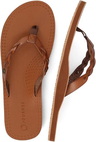 Journee Womens flip-flop sandal slide on cushioned footbed faux leather braided strap flat sole in Saudi Arabia