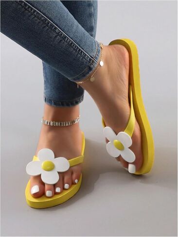 Verdusa Women's Summer 3D Flower Flip Flops T Strap Cute Slip on Flip Flops in Saudi Arabia