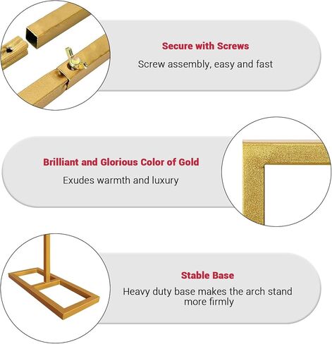 Wedding Backdrop Stand 8.2FT Square Frame with Base Portable Adjustable Pipe and Drape Backdrop Stand Kit for Ceremony, Wedding, Baby Shower, Birthday Party, Flower Wall Decoration(Gold) in Saudi Arabia