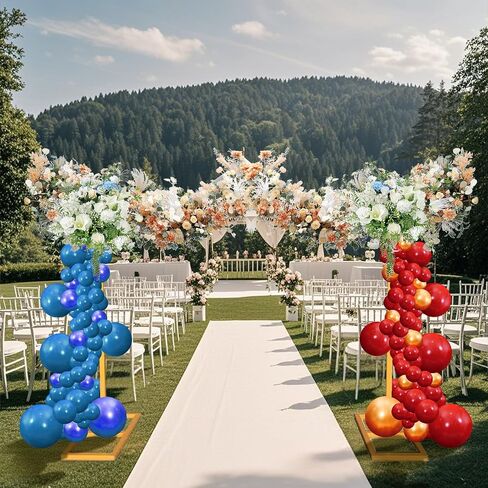 Wedding Backdrop Stand 8.2FT Square Frame with Base Portable Adjustable Pipe and Drape Backdrop Stand Kit for Ceremony, Wedding, Baby Shower, Birthday Party, Flower Wall Decoration(Gold) in Saudi Arabia