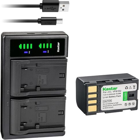 بطارية Kastar 1 حزمة واستبدال شاحن USB LTD2 لـ JVC GR-D771US GR-D775 GR-D775EK GR-D775EX GR-D-D790 GR-D790EK GR-D790EX GR-D790US GR-D796 GR-D796EK GR-D796EX GR-D796US in Kuwait