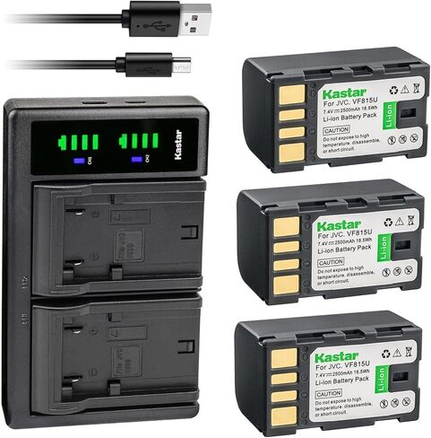 بطارية Kastar 1 حزمة واستبدال شاحن USB LTD2 لـ JVC GR-D771US GR-D775 GR-D775EK GR-D775EX GR-D-D790 GR-D790EK GR-D790EX GR-D790US GR-D796 GR-D796EK GR-D796EX GR-D796US in Kuwait