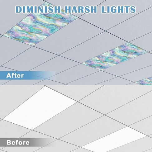 4 أغطية ضوء الفلورسنت لأضواء السقف نمط غير سلس الشعاب المرجانية قناديل البحر قوس قزح مسطح على غرار الطفل أغطية الفلورسنت مغناطيسية لمكتب الفصل الدراسي 2x4 قدم in Kuwait