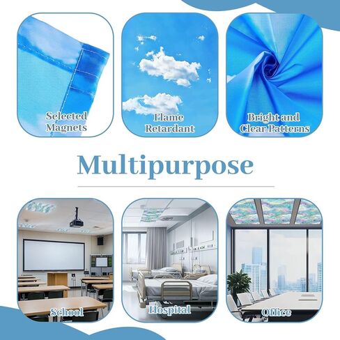 4 أغطية ضوء الفلورسنت لأضواء السقف نمط غير سلس الشعاب المرجانية قناديل البحر قوس قزح مسطح على غرار الطفل أغطية الفلورسنت مغناطيسية لمكتب الفصل الدراسي 2x4 قدم in Kuwait