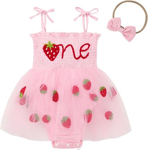 Baby Girl 1st Birthday Clothes One Year Old Girl Embroidery Tulle Dress Sleeveless Romper Bodysuit Cake Smash Outfit in Saudi Arabia