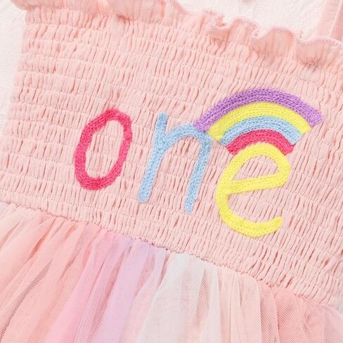 Baby Girl 1st Birthday Clothes One Year Old Girl Embroidery Tulle Dress Sleeveless Romper Bodysuit Cake Smash Outfit in Kuwait