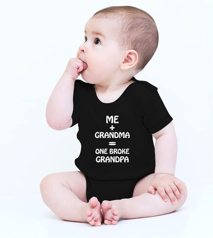 CBTwear Me + Grandma One Broke Grandpa - Baby Clothes - Funny Newborn Bodysuit Outfits for Boys and Girls in Saudi Arabia