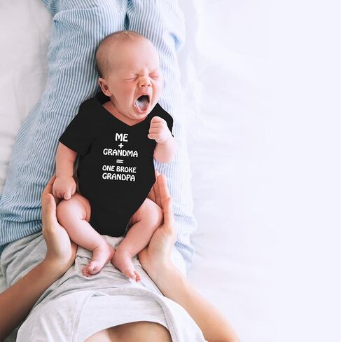 CBTwear Me + Grandma One Broke Grandpa - Baby Clothes - Funny Newborn Bodysuit Outfits for Boys and Girls in Saudi Arabia