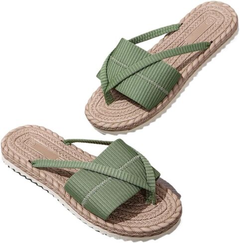 Geerta Espadrilles Flip Flop Barefoot Beach Slippers for Women – Lightweight Cute Kawaii Flat Water Sandals, Non-Slip Open Toe Thong, Dressy Chunky Summer Vacation Shoes for Hawaii Travel Spa & Bath in Kuwait