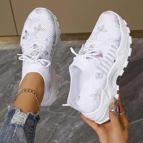 Women's Mesh Lace-Up Fashion Sneakers - Breathable Adorable Butterflies Casual & Comfortable Walking Shoes in Saudi Arabia