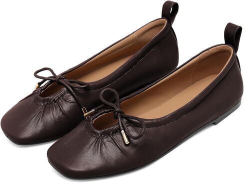 Women Ballet Flats Square Toe Lace Up Bow Ballerina Shoes Cute Slip On Casual Mary Jane Shoes in Saudi Arabia
