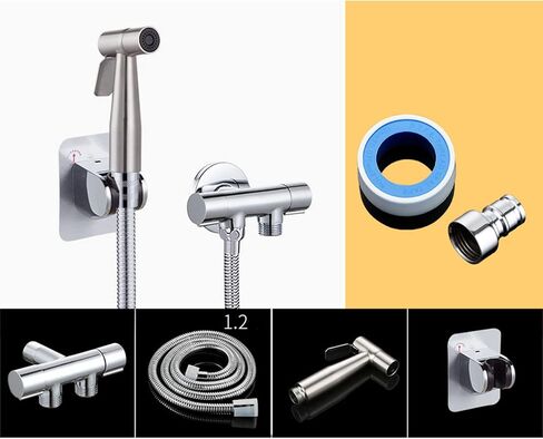 HandheldSprayer for Toilet Chrome Baby Cloth Diaper Sprayer Portable Hand Held ToiletSprayer Head withHose and Bracket, for Feminine Wash, Pet Washing,B(A) in Saudi Arabia