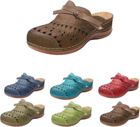 Clogs for Women 2025 Summer Comfortable Wedge Sandals Breathable Hollow Out Closed Toe Slip On Slippers Beach Arch Support Outdoor Slippers Round Platform Shoes in Saudi Arabia