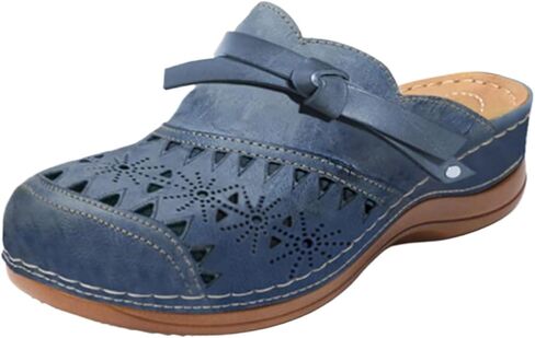 Clogs for Women 2025 Summer Comfortable Wedge Sandals Breathable Hollow Out Closed Toe Slip On Slippers Beach Arch Support Outdoor Slippers Round Platform Shoes in Saudi Arabia