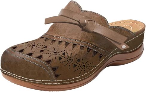 Clogs for Women 2025 Summer Comfortable Wedge Sandals Breathable Hollow Out Closed Toe Slip On Slippers Beach Arch Support Outdoor Slippers Round Platform Shoes in Saudi Arabia