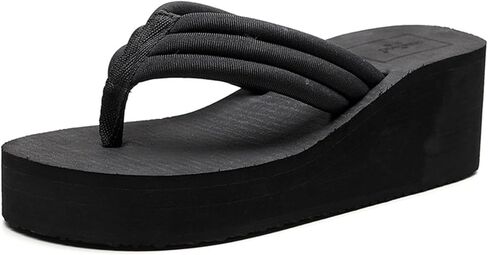 Women's Foam Platform Thong Slides Sandals Round Open Toe Lightweight Non Slip Wedge Heel Flip Flops Fashion Party Slip On Sandals in Kuwait