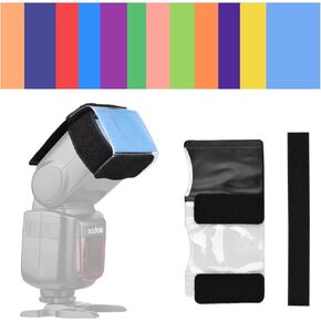 Andoer 12pcs Universal Camera Flash Gels Filters Color Correction Filter Kit for Speedlight Easy Installation