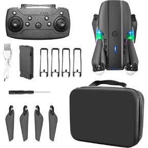 ikaufen E88 Drone with Built-in screen control, Camera for Adults RC Drone With 720P HD Dual Camera WiFi FPV Foldable Quadcopter Aircraft +1 Battery (E88 Dual camera Black) in Kuwait