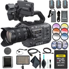 مجموعة كاميرا Cinema Digital Cinema Digital Sony مع عدسة من 24 إلى 105 مم ILME-FX6VK ، بطاقة ذاكرة 160 جيجابايت ، بطارية 2 × BP-U35 ، مجموعة مرشح ، مجموعة مرشح اللون ، حقيبة ، ضوء LED ، محفظة بطاقة الذاكرة ، حارس مرمى ، والمزيد