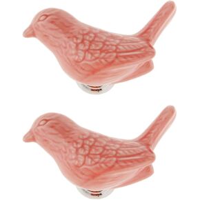 Bar Pulls,Knobs,Bow Pull Handle，2pcs Pigeon knobs Single-Hole Ceramic Door Knob Baby Kid's Furniture Drawer Wardrobe Cabinets Handles -Red Handle(Pink)