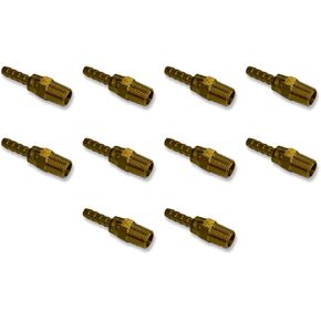 1/4" Hose ID to 1/4" Male NPT MNPT Brass Swivel Connector Fuel/AIR/Water/Oil/Gas/WOG (Qty 05)