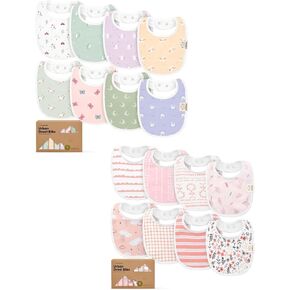 KeaBabies 8-Pack Baby Bibs for Boys, Girls - Soft Cotton Drooling and Teething Bibs for Baby Girl & Boy, Extra Absorbent, Easy To Clean & Put On for Toddler, Newborn, Infant 0-24 Months