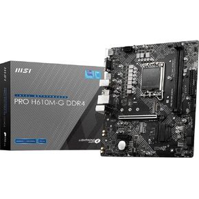 MSI لوحة ام برو H610M-G DDR4 DDR4 (mATX، انتل كور الجيل 12، مقبس LGA 1700، DDR4، منفذ الملحقات الإضافية السريع 4، شبكة محلية LAN 2.5G، فتحات M.2، USB 3.2)