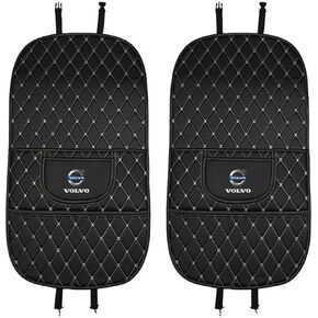 Custom 2PCS Car Kick Mats Back Seat Protector for Volvo C70 2006-2013, Automotive Leather Back Seat Protector with Storage Bag, Interior Car Accessories,B-Red