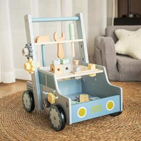 Wooden Baby Walker Push Toy, Montessori Baby Push Walker with Activity Center, Educational Toy for Boys and Girls to Develop Motor Skills & Stimulate Creativity, Toddler Push Walker Toy
