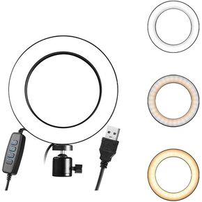 Ring Light OEBLD Dimmable with 3 Light Modes & 10 Brightness Level LED Ring Fill Lights for Phone Live Stream Makeup YouTube Shooting (A (only 6'' Ring Light))…