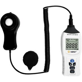 Digital Light Meter Illuminance Meter 4 Digit LCD Display Light Intensity Measurement with Corded Light SensorRange 0-400,000 Lux for Illuminom, Photography, Spectrom Measuring