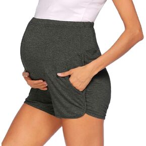 Women's Maternity Shorts Lounge Pregnancy Workout Comfy Stretchy Pajama Shorts with Pockets