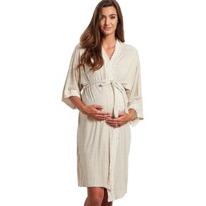 PinkBlush Crochet Trim Delivery/Nursing Maternity Robe
